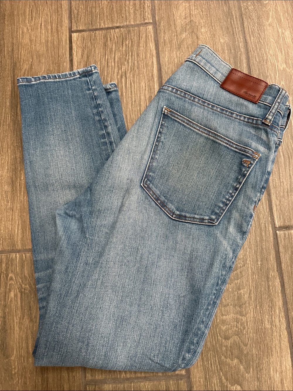 Madewell distressed light blue jeans, skinny, high waist. Size 31. Distressed